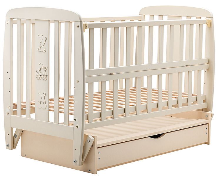 Кровать Babyroom Друзья DDMYO-3 маятник, ящик, откидная сторона бук слоновая кость 626197 фото