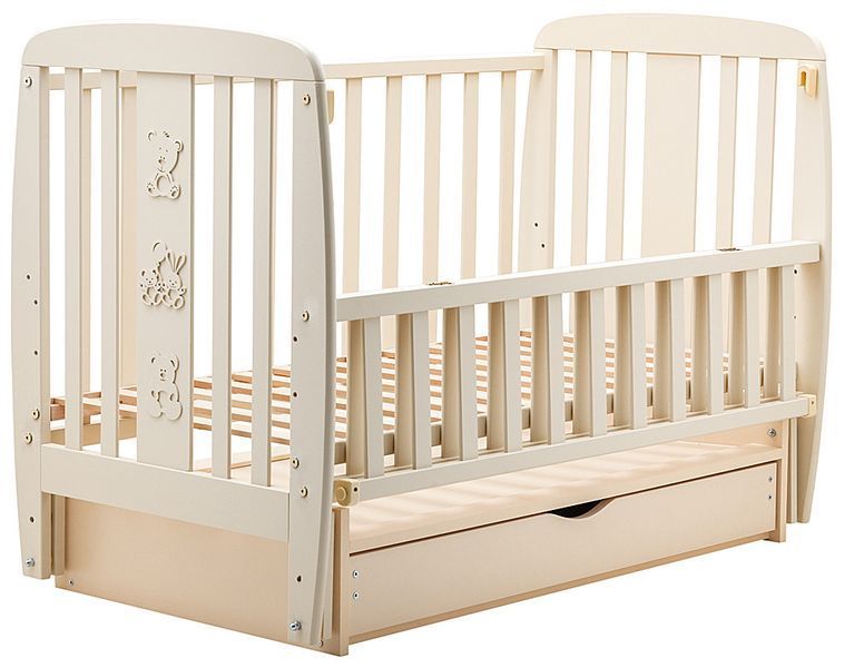 Кровать Babyroom Друзья DDMYO-3 маятник, ящик, откидная сторона бук слоновая кость 626197 фото